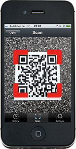 SmartPhone mit QR-Code Scanner