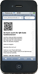 SmartPhone mit QR-Code Ergebnis